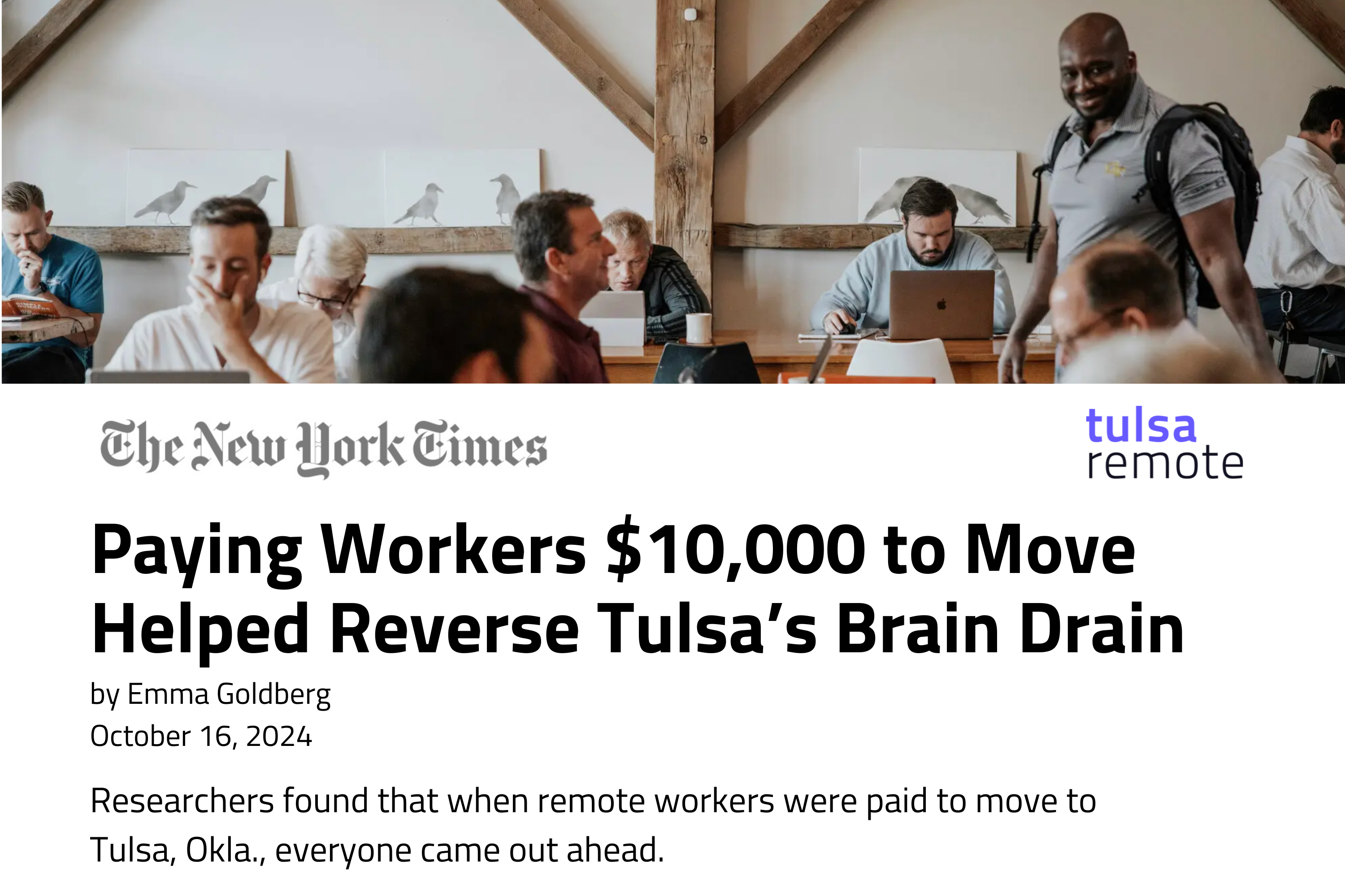 Nyt paying remote workers 10 000 to move helped reverse tulsa s brain